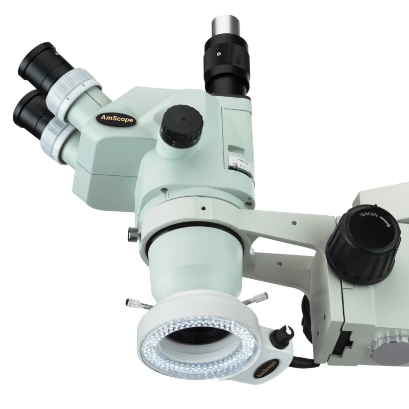 Anillo de luz de 144 LED de intensidad ajustable para microscopios estéreo con carcasa blanca