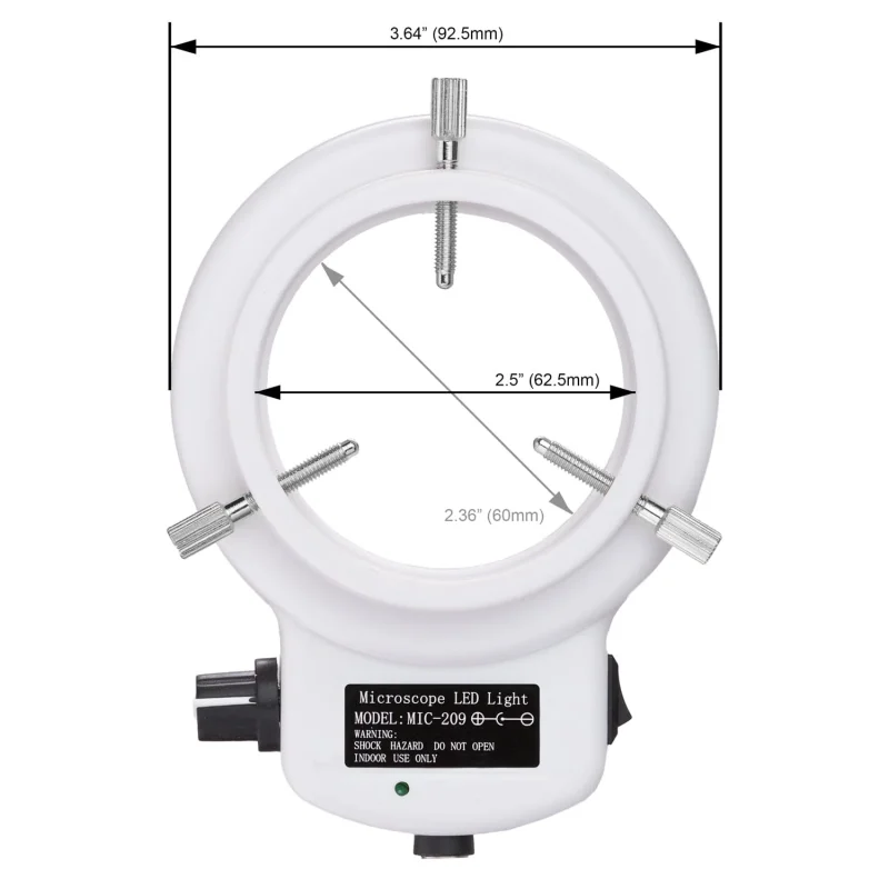 Anillo de luz de 144 LED de intensidad ajustable para microscopios estéreo con carcasa blanca